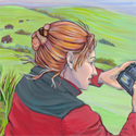Woman taking photo_copyrighted nature illustration_JMTurley